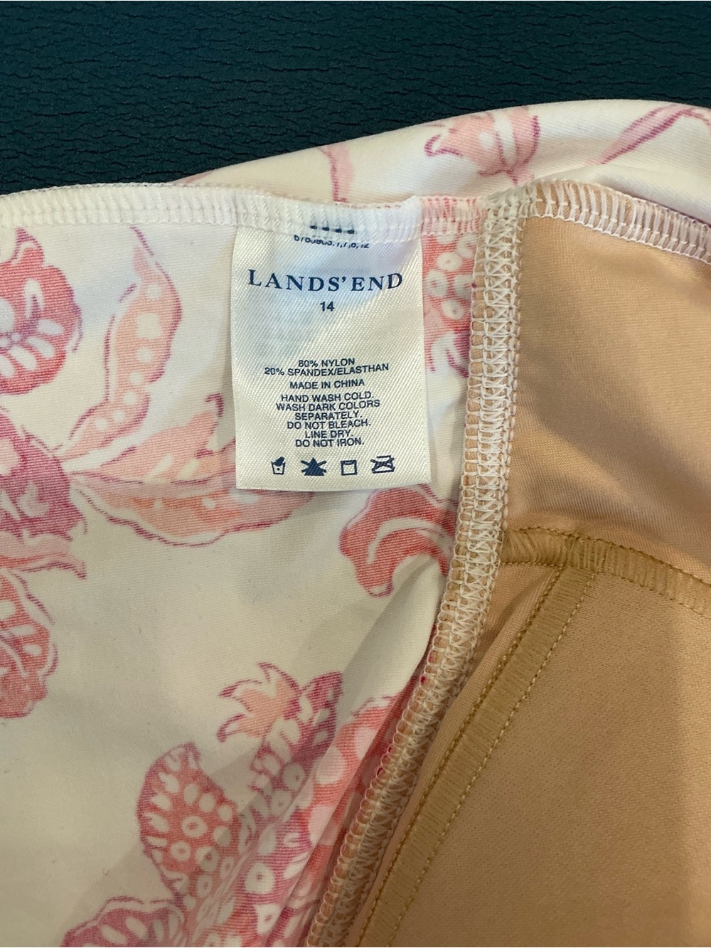 Lands' End White Tankini Top with Pink & Coral Floral Print - Picture 6 of 6